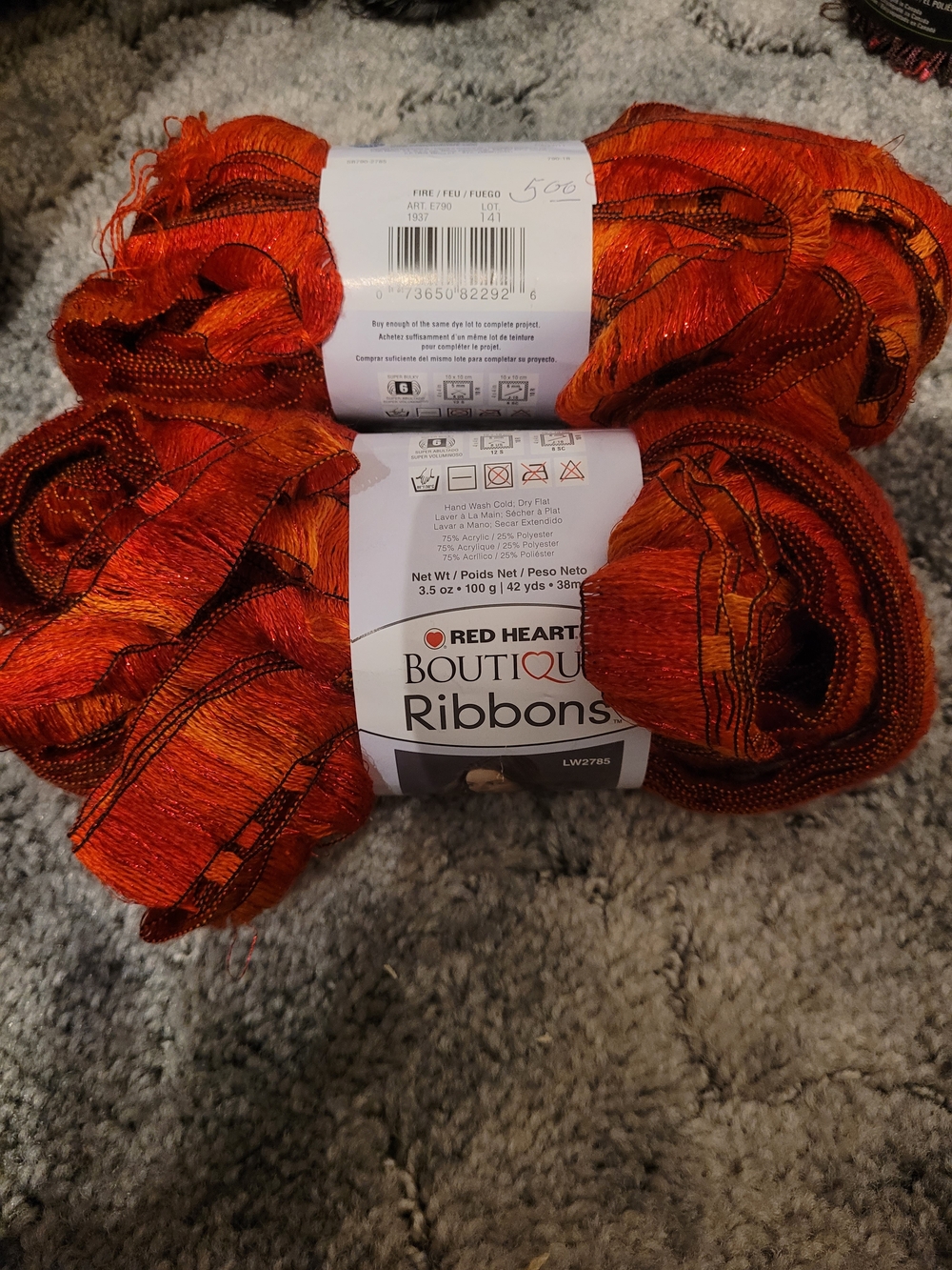 Red Heart Boutique Ribbons Yarn in Rich Orange